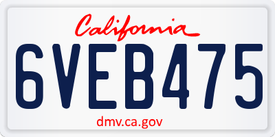 CA license plate 6VEB475