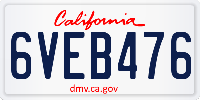 CA license plate 6VEB476