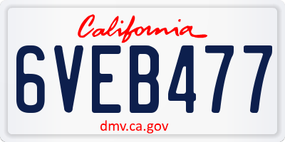 CA license plate 6VEB477