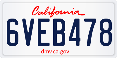 CA license plate 6VEB478