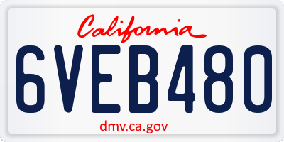 CA license plate 6VEB480