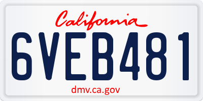 CA license plate 6VEB481