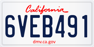 CA license plate 6VEB491