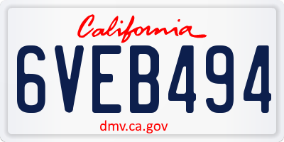 CA license plate 6VEB494