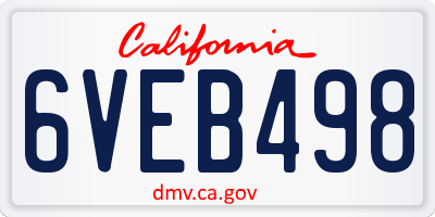 CA license plate 6VEB498