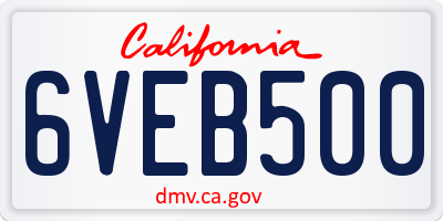CA license plate 6VEB500