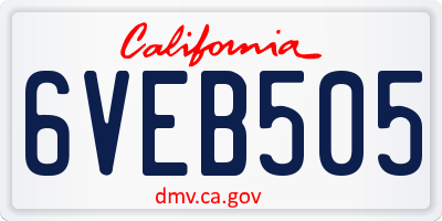 CA license plate 6VEB505