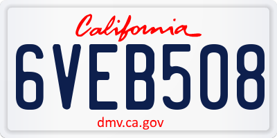 CA license plate 6VEB508