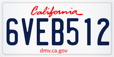 CA license plate 6VEB512