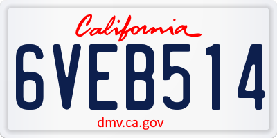 CA license plate 6VEB514