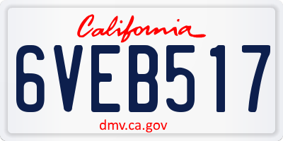 CA license plate 6VEB517
