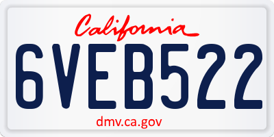 CA license plate 6VEB522
