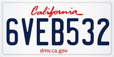 CA license plate 6VEB532