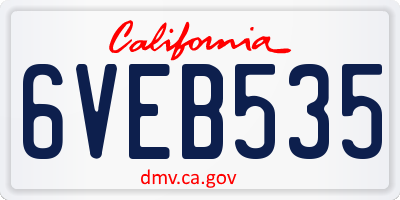 CA license plate 6VEB535
