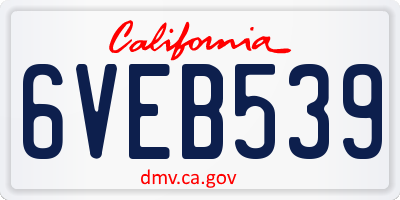 CA license plate 6VEB539