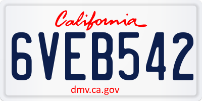 CA license plate 6VEB542