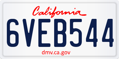 CA license plate 6VEB544