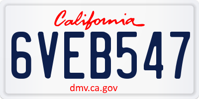 CA license plate 6VEB547