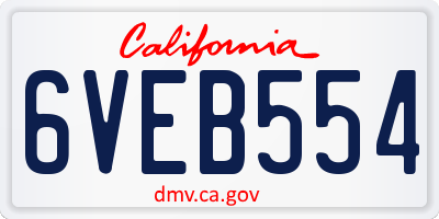 CA license plate 6VEB554