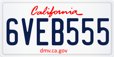 CA license plate 6VEB555