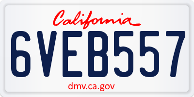 CA license plate 6VEB557