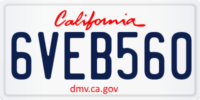CA license plate 6VEB560