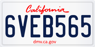 CA license plate 6VEB565