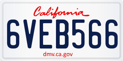 CA license plate 6VEB566
