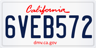 CA license plate 6VEB572
