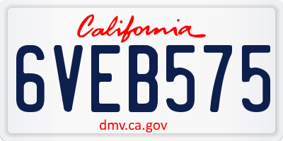 CA license plate 6VEB575