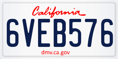 CA license plate 6VEB576