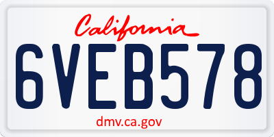 CA license plate 6VEB578
