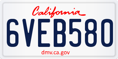 CA license plate 6VEB580