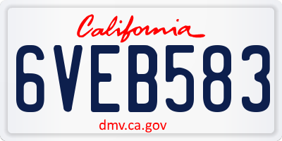 CA license plate 6VEB583