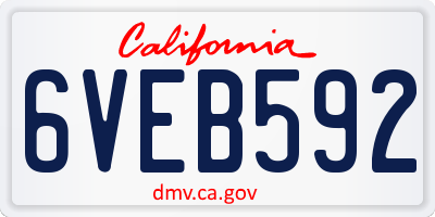 CA license plate 6VEB592