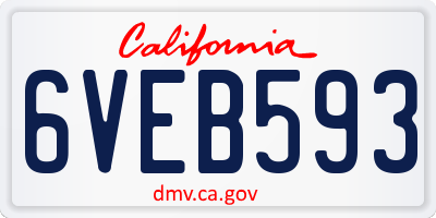 CA license plate 6VEB593