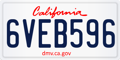 CA license plate 6VEB596