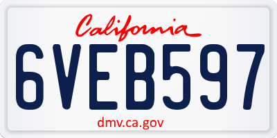 CA license plate 6VEB597