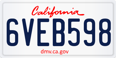 CA license plate 6VEB598