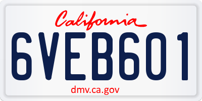 CA license plate 6VEB601