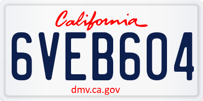 CA license plate 6VEB604