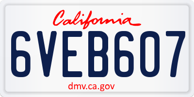 CA license plate 6VEB607