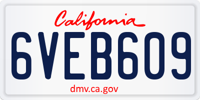 CA license plate 6VEB609