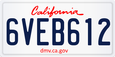 CA license plate 6VEB612