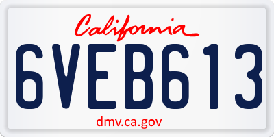 CA license plate 6VEB613