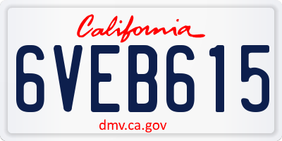 CA license plate 6VEB615