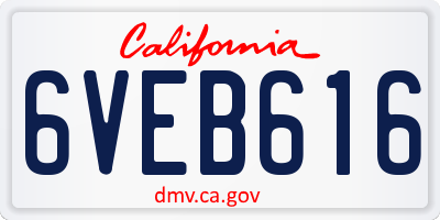 CA license plate 6VEB616