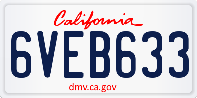 CA license plate 6VEB633
