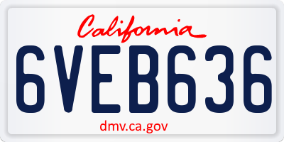 CA license plate 6VEB636