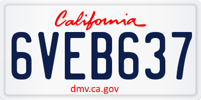 CA license plate 6VEB637